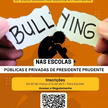 Com concurso de vídeo, quer envolver estudantes de Prudente no combate ao bullying